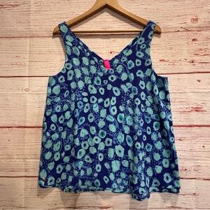 Lilly Pulitzer Florin Straight Hem Top in Royal Purple Lil Kitty Sz M